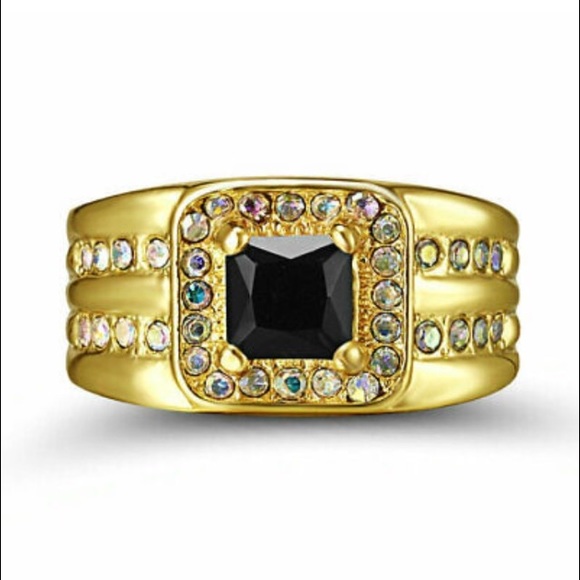18K Yellow Gold Filled Black Amethyst Ring - Picture 2 of 2
